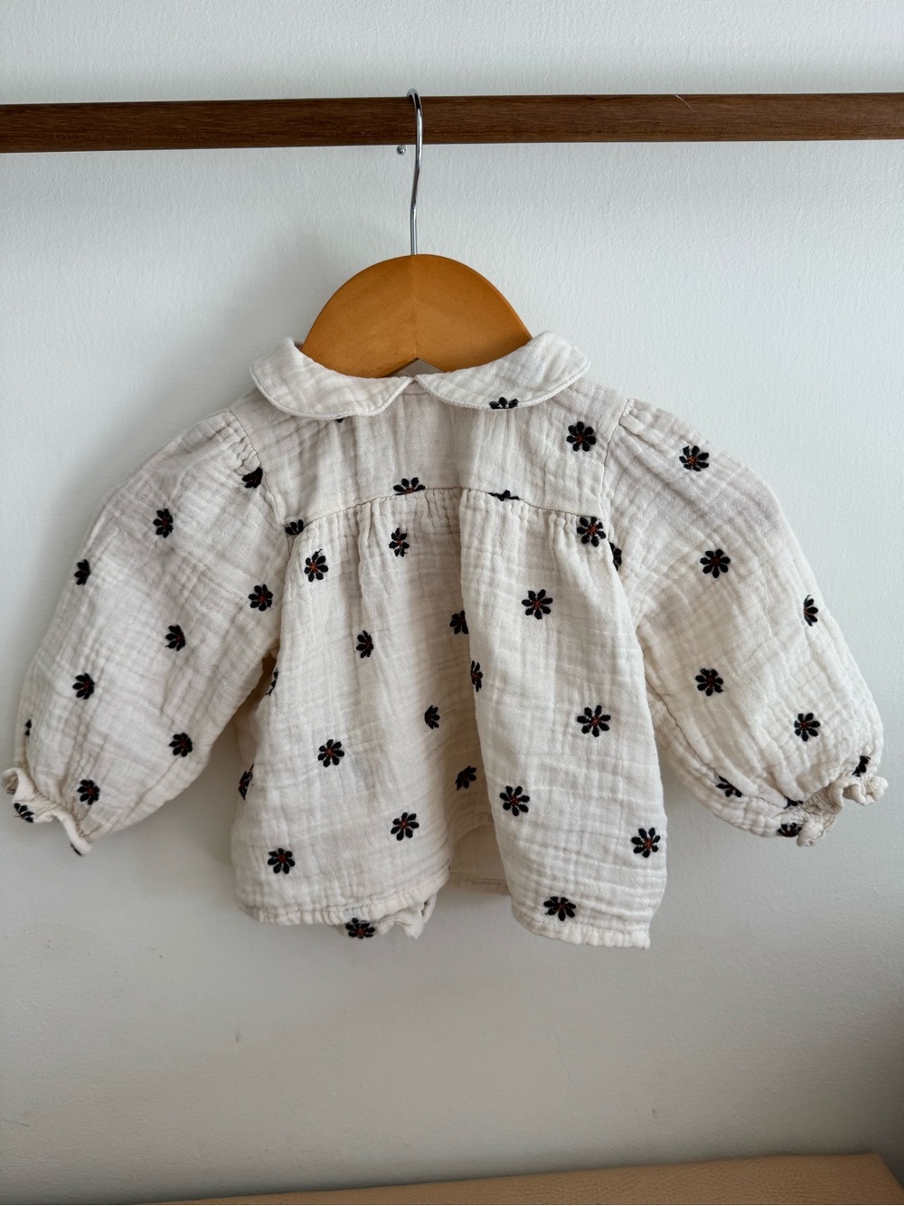 Baby Girl Muslin Cotton Floral Peter Pan Collar Blouse